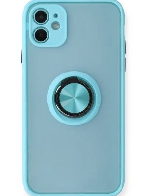 Newface iPhone 11 Kılıf Montreal Yüzüklü Silikon Kapak - Buz Mavi