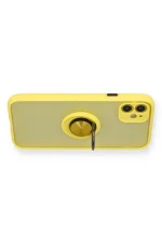 Newface iPhone 11 Kılıf Montreal Yüzüklü Silikon Kapak - Sarı - Görsel 3