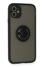 Newface iPhone 11 Kılıf Montreal Yüzüklü Silikon Kapak - Siyah - Görsel 2