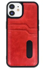 Newface iPhone 11 Kılıf Sara Kartvizitli Deri Kılıf - Kırmızı - Görsel 2