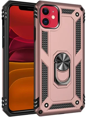 Newface iPhone 11 Kılıf Sofya Yüzüklü Silikon Kapak - Rose