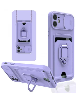 Newface iPhone 11 Kılıf Zuma Kartvizitli Yüzüklü Silikon - Lila