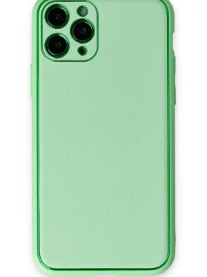 Newface iPhone 11 Pro Kılıf Coco Deri Silikon Kapak - Açık Yeşil