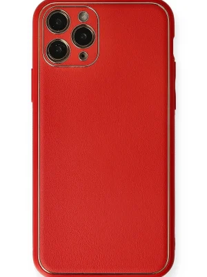 Newface iPhone 11 Pro Kılıf Coco Deri Silikon Kapak - Kırmızı