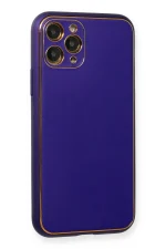 Newface iPhone 11 Pro Kılıf Coco Deri Silikon Kapak - Mor - Görsel 2