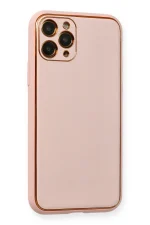 Newface iPhone 11 Pro Kılıf Coco Deri Silikon Kapak - Pembe - Görsel 2