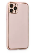 Newface iPhone 11 Pro Kılıf Coco Deri Silikon Kapak - Pudra - Görsel 2