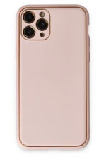 Newface iPhone 11 Pro Kılıf Coco Deri Silikon Kapak - Pudra