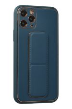 Newface iPhone 11 Pro Kılıf Coco Deri Standlı Kapak - Mavi - Görsel 2