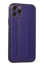 Newface iPhone 11 Pro Kılıf Coco Deri Standlı Kapak - Mor - Görsel 2