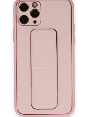 Newface iPhone 11 Pro Kılıf Coco Deri Standlı Kapak - Pembe