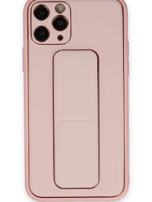Newface iPhone 11 Pro Kılıf Coco Deri Standlı Kapak - Pembe