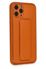 Newface iPhone 11 Pro Kılıf Coco Deri Standlı Kapak - Turuncu - Görsel 2