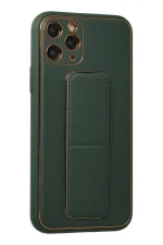 Newface iPhone 11 Pro Kılıf Coco Deri Standlı Kapak - Yeşil - Görsel 2