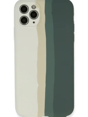 Newface iPhone 11 Pro Kılıf Ebruli Lansman Silikon - Beyaz-Gri