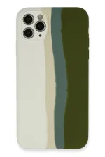 Newface iPhone 11 Pro Kılıf Ebruli Lansman Silikon - Beyaz-Yeşil