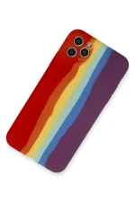 Newface iPhone 11 Pro Kılıf Ebruli Lansman Silikon - Kırmızı-Mor - Görsel 2