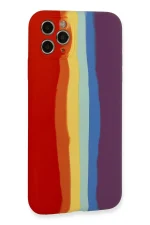 Newface iPhone 11 Pro Kılıf Ebruli Lansman Silikon - Kırmızı-Mor - Görsel 3