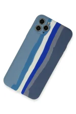 Newface iPhone 11 Pro Kılıf Ebruli Lansman Silikon - Mavi-Gri - Görsel 2