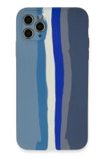 Newface iPhone 11 Pro Kılıf Ebruli Lansman Silikon - Mavi-Gri