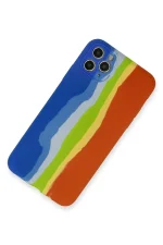 Newface iPhone 11 Pro Kılıf Ebruli Lansman Silikon - Mavi-Turuncu - Görsel 2