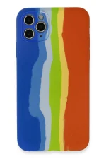 Newface iPhone 11 Pro Kılıf Ebruli Lansman Silikon - Mavi-Turuncu