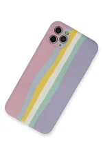 Newface iPhone 11 Pro Kılıf Ebruli Lansman Silikon - Pembe-Lila - Görsel 2