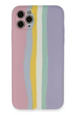 Newface iPhone 11 Pro Kılıf Ebruli Lansman Silikon - Pembe-Lila