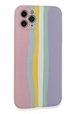 Newface iPhone 11 Pro Kılıf Ebruli Lansman Silikon - Pembe-Lila - Görsel 3