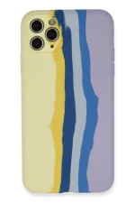 Newface iPhone 11 Pro Kılıf Ebruli Lansman Silikon - Sarı-Lila