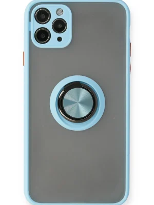 Newface iPhone 11 Pro Kılıf Montreal Yüzüklü Silikon Kapak - Buz Mavi