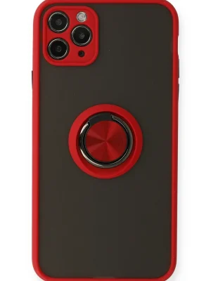 Newface iPhone 11 Pro Kılıf Montreal Yüzüklü Silikon Kapak - Kırmızı