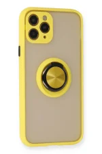 Newface iPhone 11 Pro Kılıf Montreal Yüzüklü Silikon Kapak - Sarı - Görsel 2