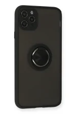 Newface iPhone 11 Pro Kılıf Montreal Yüzüklü Silikon Kapak - Siyah - Görsel 2