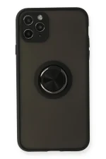 Newface iPhone 11 Pro Kılıf Montreal Yüzüklü Silikon Kapak - Siyah