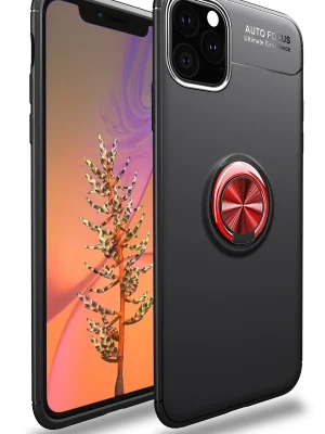 Newface iPhone 11 Pro Kılıf Range Yüzüklü Silikon - Siyah-Kırmızı