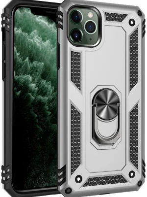 Newface iPhone 11 Pro Kılıf Sofya Yüzüklü Silikon Kapak - Gümüş