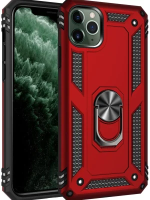 Newface iPhone 11 Pro Kılıf Sofya Yüzüklü Silikon Kapak - Kırmızı