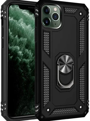 Newface iPhone 11 Pro Kılıf Sofya Yüzüklü Silikon Kapak - Siyah