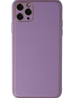 Newface iPhone 11 Pro Max Kılıf Coco Deri Silikon Kapak - Lila