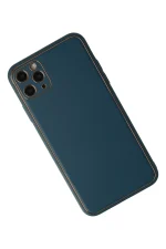 Newface iPhone 11 Pro Max Kılıf Coco Deri Silikon Kapak - Mavi - Görsel 2