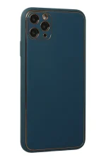 Newface iPhone 11 Pro Max Kılıf Coco Deri Silikon Kapak - Mavi - Görsel 3