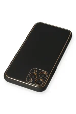 Newface iPhone 11 Pro Max Kılıf Coco Deri Silikon Kapak - Siyah - Görsel 3