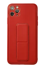 Newface iPhone 11 Pro Max Kılıf Coco Deri Standlı Kapak - Kırmızı