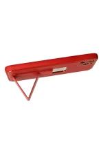 Newface iPhone 11 Pro Max Kılıf Coco Deri Standlı Kapak - Kırmızı - Görsel 3