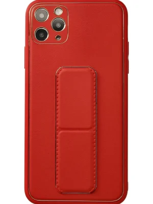 Newface iPhone 11 Pro Max Kılıf Coco Deri Standlı Kapak - Kırmızı
