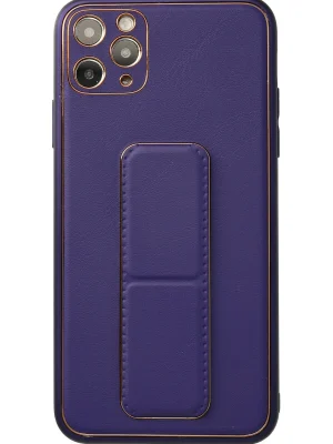 Newface iPhone 11 Pro Max Kılıf Coco Deri Standlı Kapak - Mor
