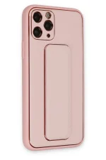 Newface iPhone 11 Pro Max Kılıf Coco Deri Standlı Kapak - Pembe - Görsel 2