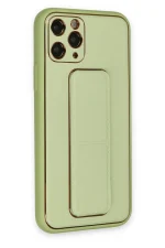 Newface iPhone 11 Pro Max Kılıf Coco Deri Standlı Kapak - Su Yeşili - Görsel 2