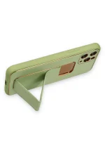 Newface iPhone 11 Pro Max Kılıf Coco Deri Standlı Kapak - Su Yeşili - Görsel 3